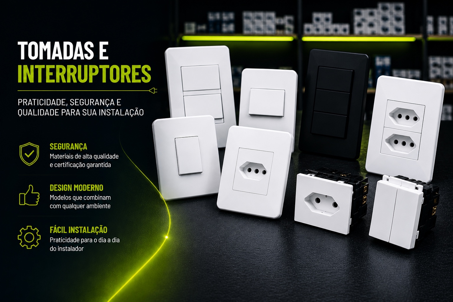 Tomadas e interruptores